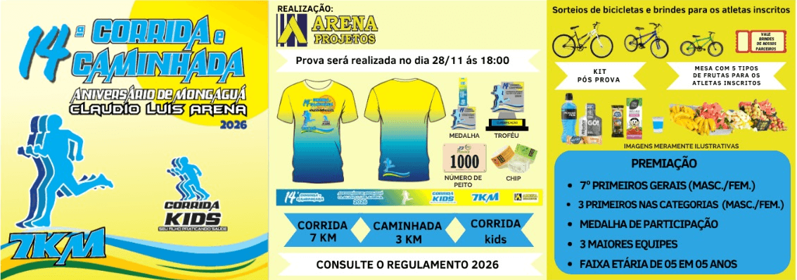 Corrida 14ª Corrida E Caminhada Aniversário De Mongaguá Cláudio Luís Arena em Mongaguá, SP