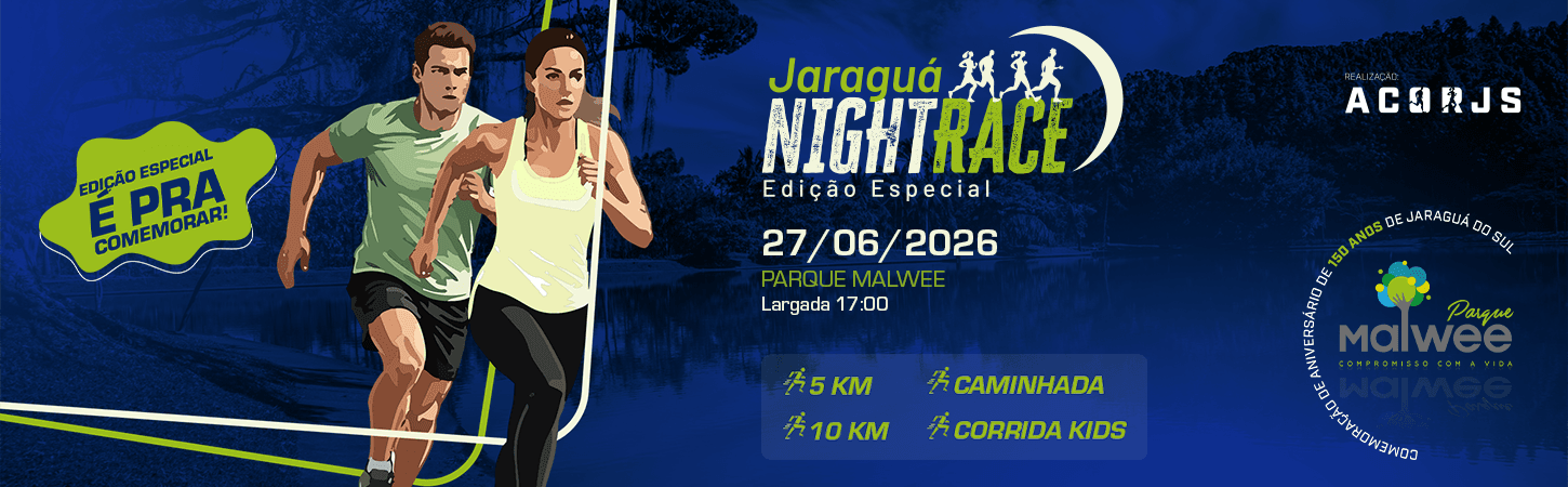 Corrida Jaragua Night Race - Edição Especial 150 Anos em Jaraguá do Sul, SC
