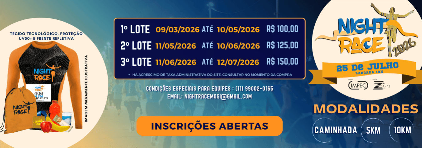 Corrida Night Race Mogi Das Cruzes 2026 em Mogi das Cruzes, SP