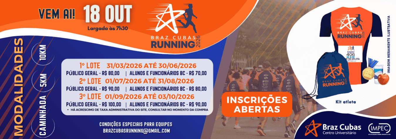 Corrida Braz Cubas Running 2026 em Mogi das Cruzes, SP